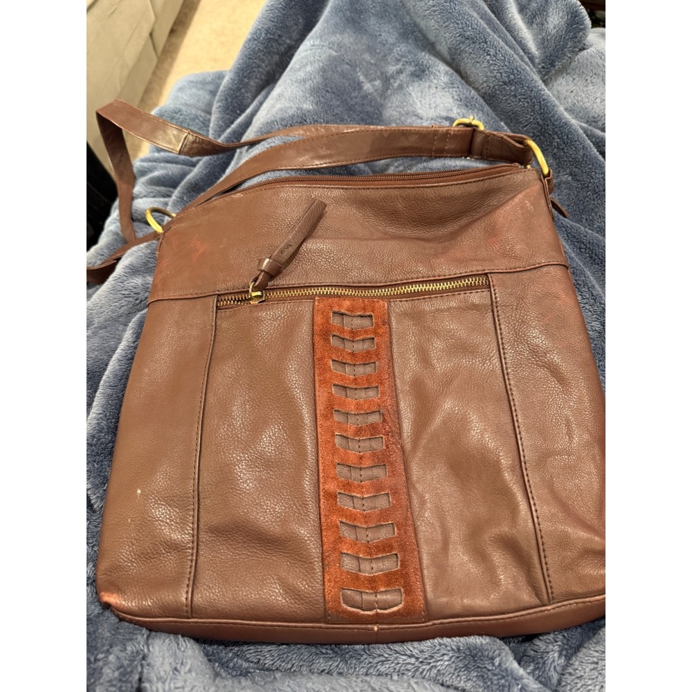 Great American Leather Works Brown Crossbody Bag Suede Detail Messenger‎